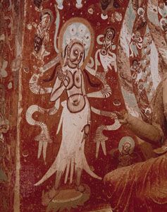 Bodhisattva: painted mural, China