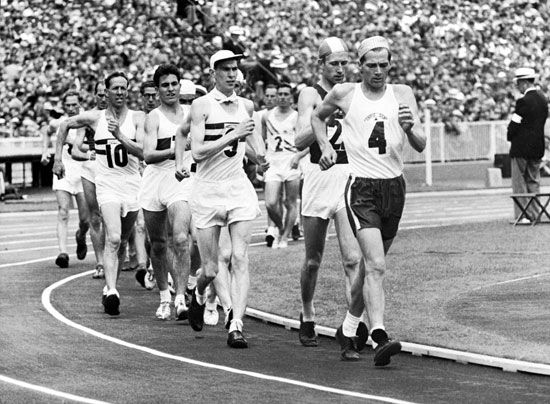 Racewalkers at the Melbourne 1956 Olympic Games