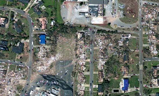 Super Outbreak of 2011: aerial view of damage