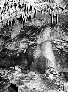 Showing the presence of travertine, a CaCO3 precipitate of calcite or aragonite, speleothem (cave formation), in southwestern Virginia, U.S.