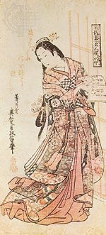 Okumura Masanobu: Hanshozuku Bijin Soroi