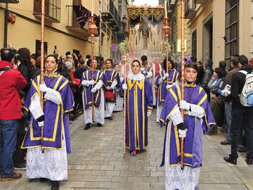 Easter Procession of Maria Santisima del Sacromonte in Granada, Spain. This statue is known as Virgen de los Gitanos or The Virgin of the Gypsies.