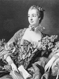 Madame de Pompadour, detail of a portrait by François Boucher; in the National Gallery of Scotland, Edinburgh.