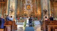 Marriage. A couple getting married during a church wedding ceremony. (religion, ceremony, bride, groom)