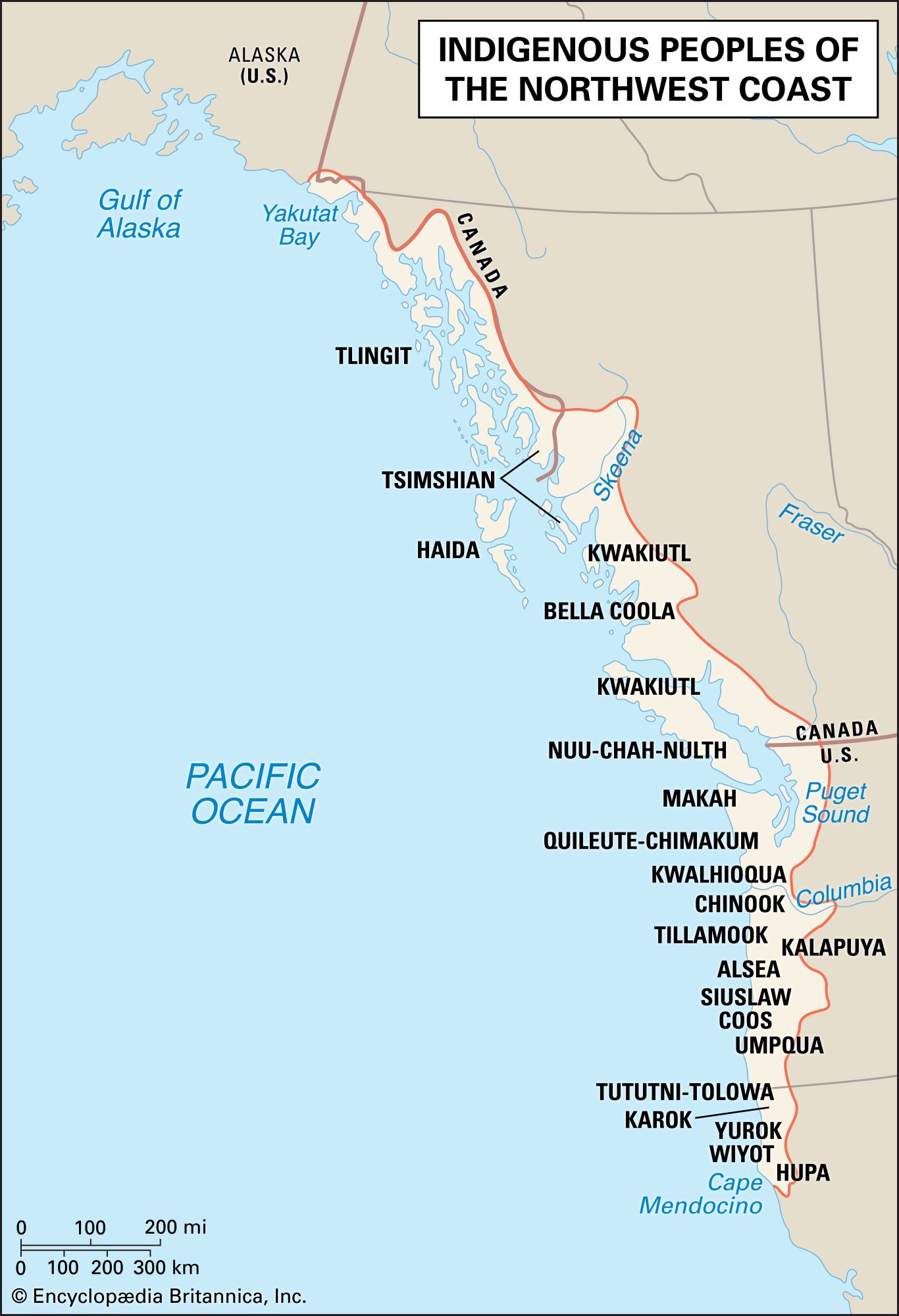 Distribution of Northwest Coast peoples