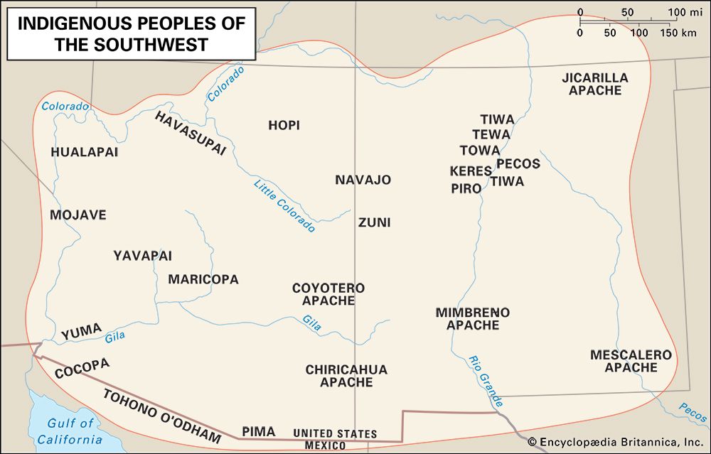Distribution of the Indigenous peoples of the American Southwest