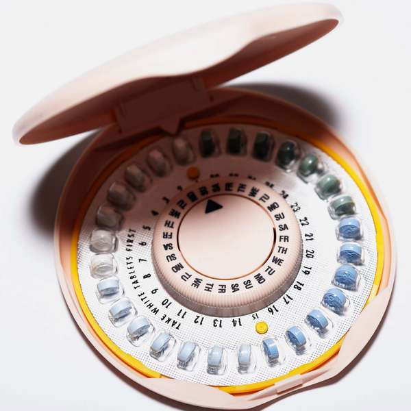 Hormonal contraceptive. Birth Control. Monthly birth control pill container, steroid hormones estrogen and progesterone, contraception, human reproduction