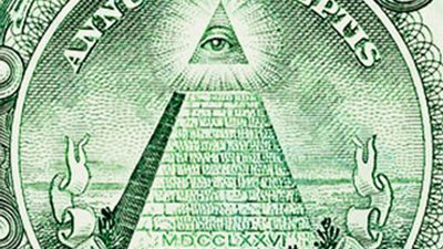 The reverse of the Great Seal of the United States, as shown on the back of the dollar bill.