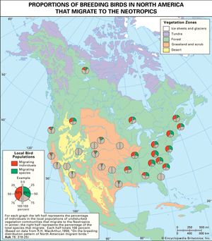 proportions of breeding birds that migrate to the Neotropics