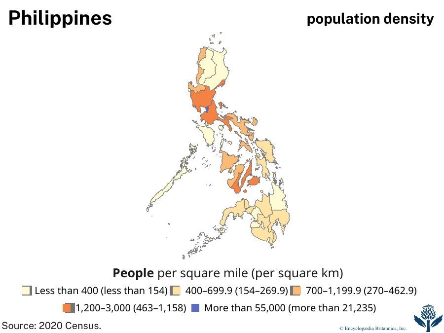 Population density of the Philippines