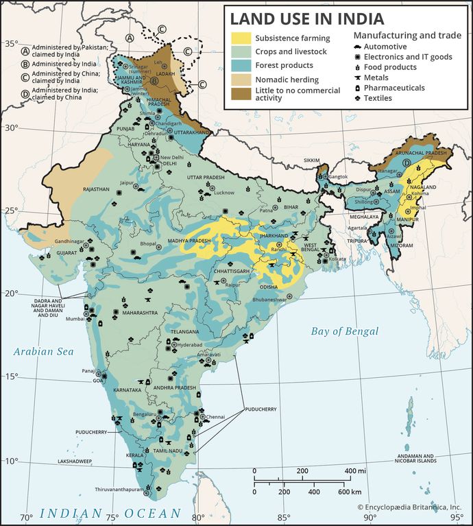 Map showing land use in India.