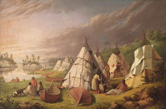 Northeast culture area: Indigenous camp