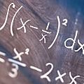 Equations written on blackboard