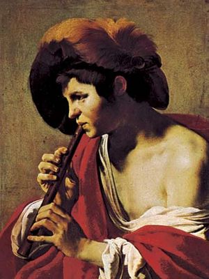 The Flute Player, oil painting by Hendrik Terbrugghen, 1621; in the Staatliche Kunstsammlungen, Kassel, Ger.